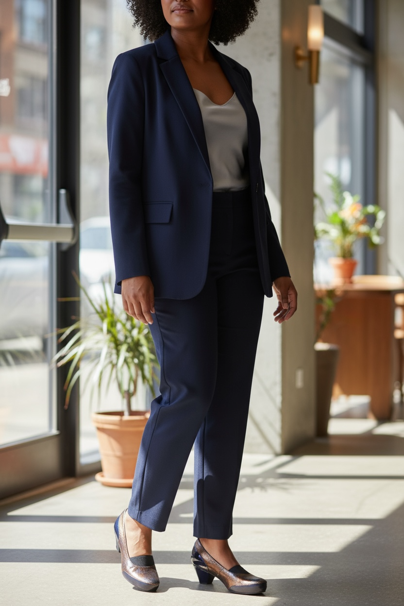 Seine - Bronze/navy Low heel shoe - Chanii B