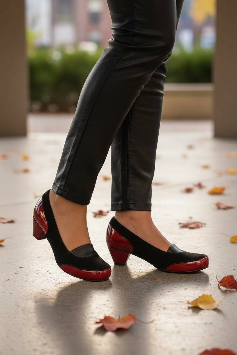 Seine - Black/Red low heel shoe - Chanii B