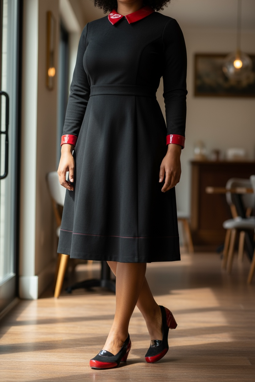 Seine - Black/Red low heel shoe - Chanii B