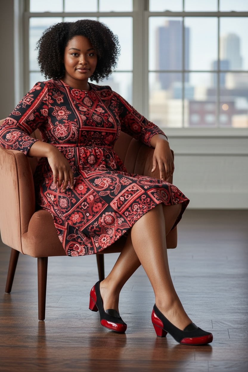 Seine - Black/Red low heel shoe - Chanii B