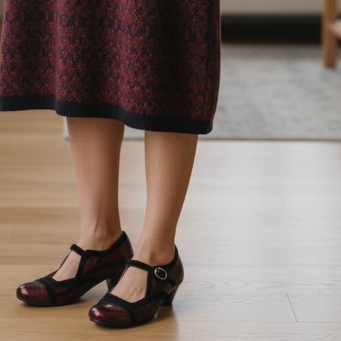 Bouquet - Red Metallic bar shoe-LAST PAIRS 36, 37 AND 40 - Chanii B