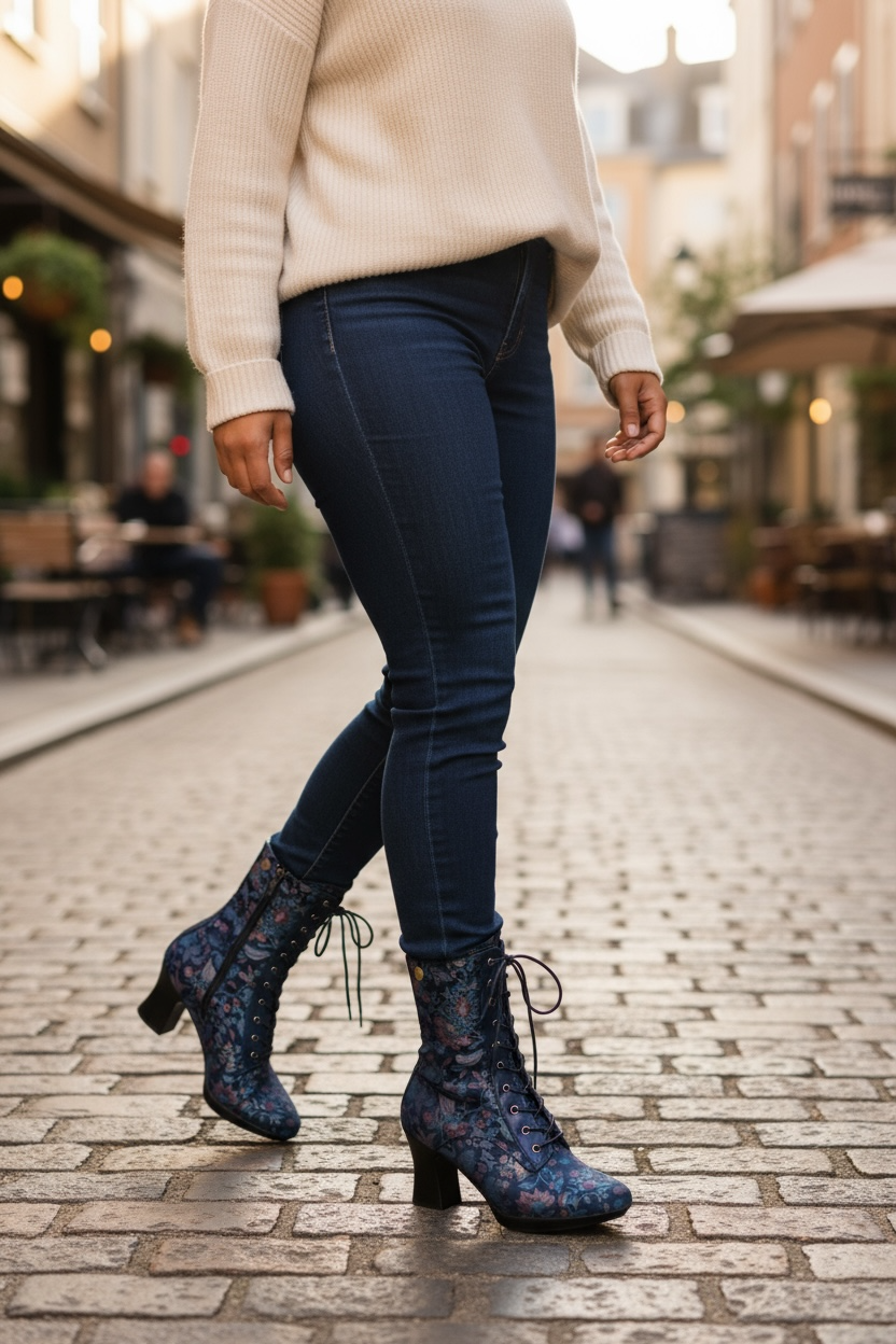 Fergie - Blue Floral victorian lace up - Chanii B