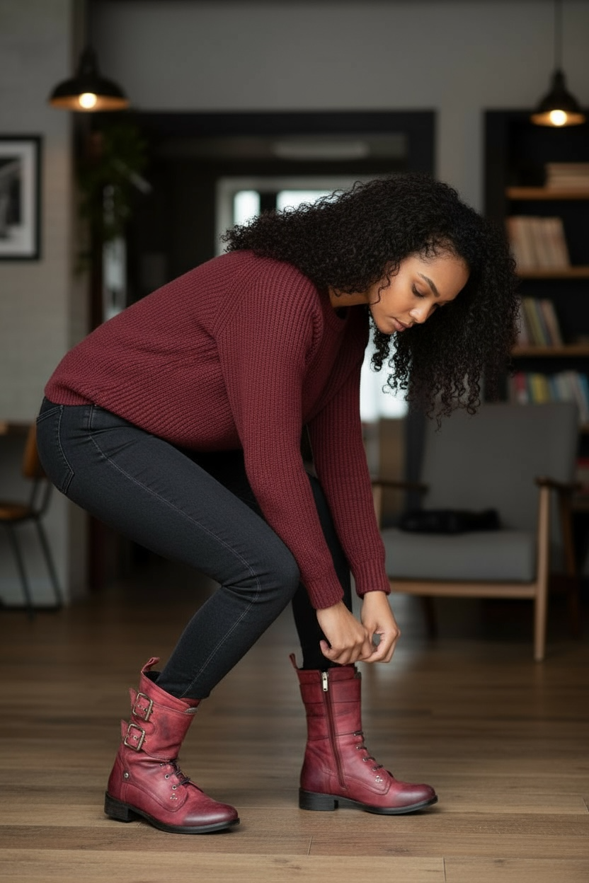 Bon Amie - Cranberry wine lace up ankle boot - Chanii B