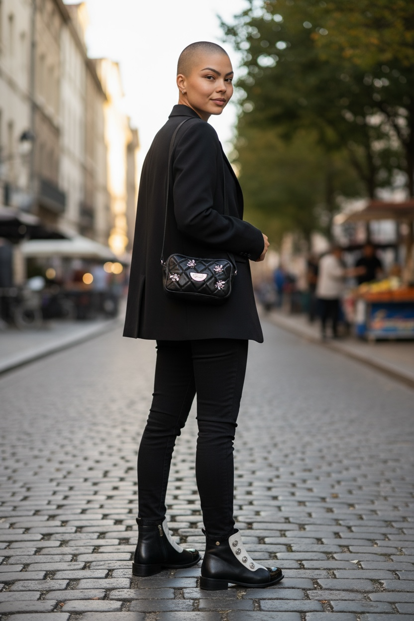 Tudor - Black and Ivory Ankle Boot