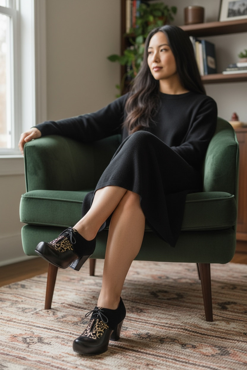 Bois - Black black scroll lace up