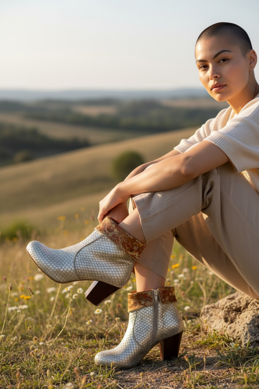 Mais Oui - Gold laser cut ankle boot