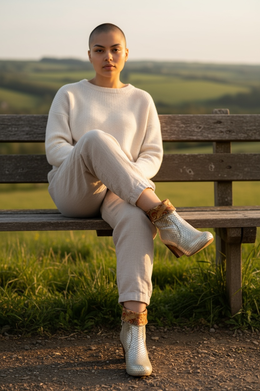 Mais Oui - Gold laser cut ankle boot
