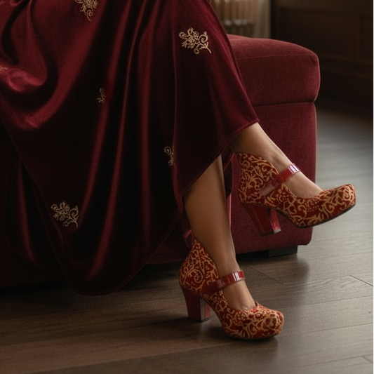 Stylo - Red Scroll-heel-cork