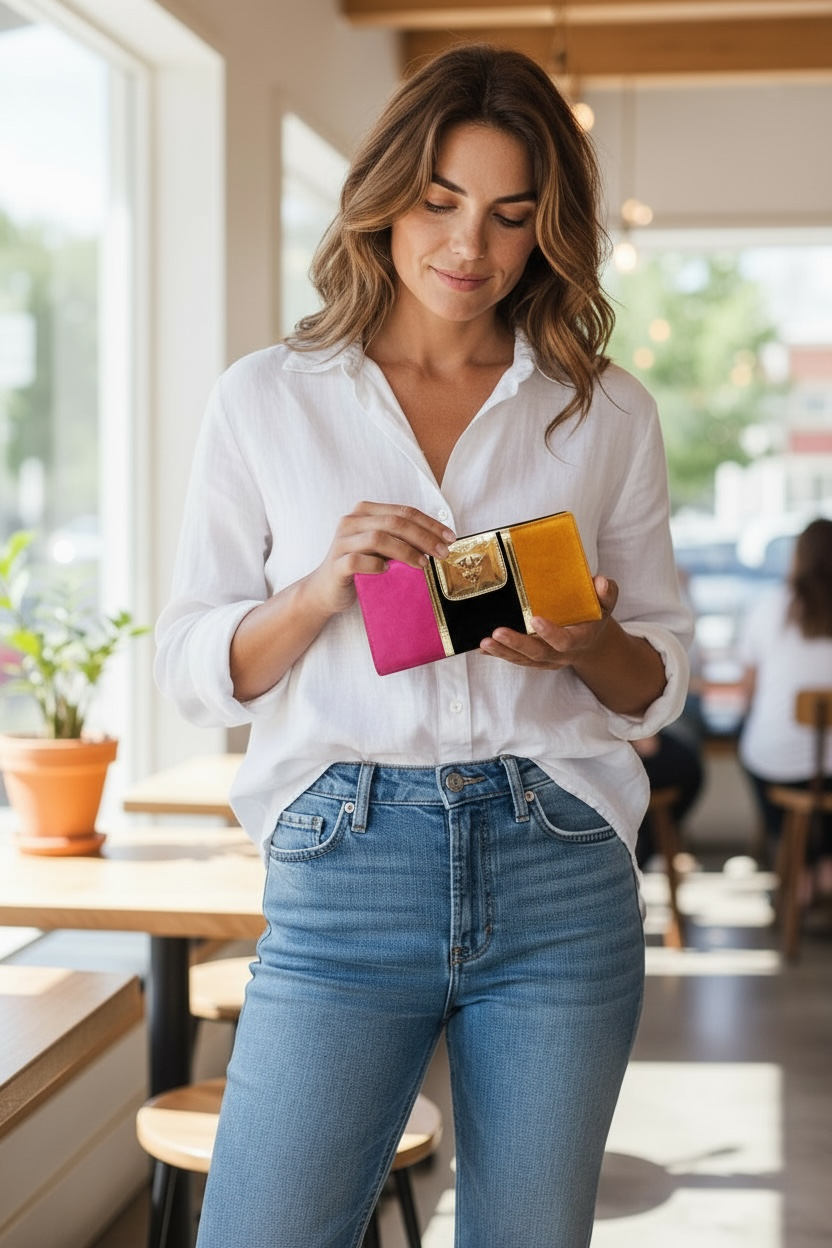 Grande - Pink Orange Suede-  Wallet