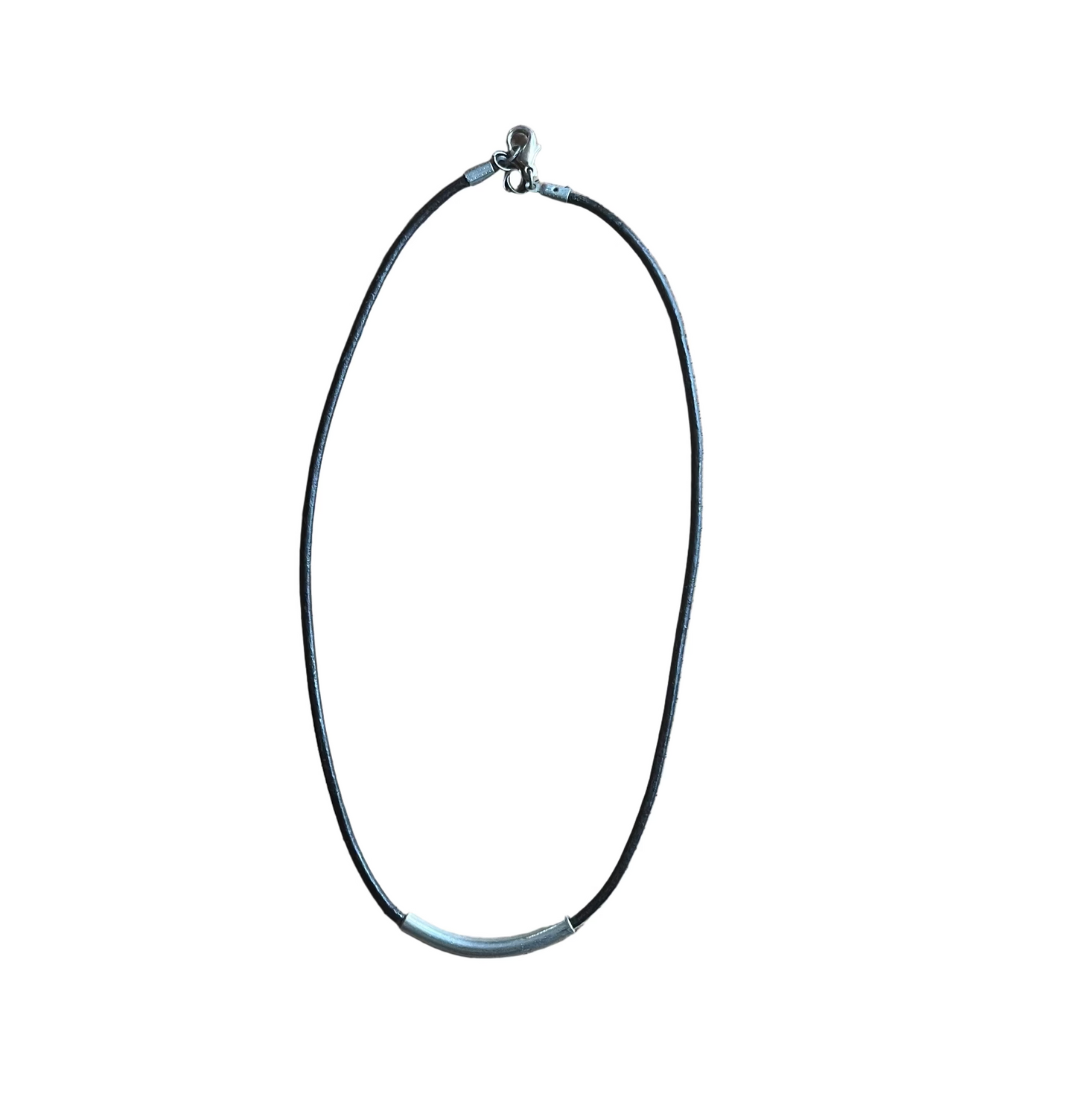 Tube- silver and black necklace