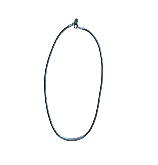 Tube- silver and black necklace