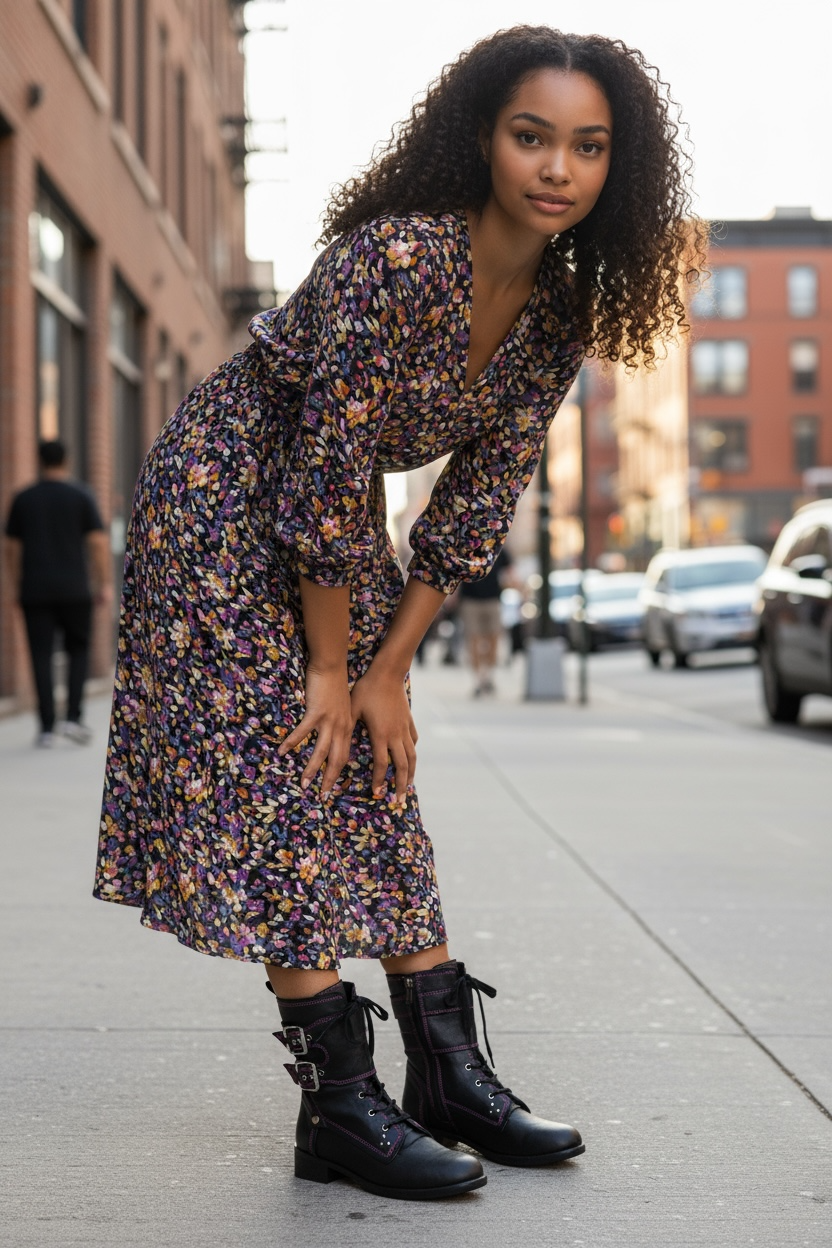 Bon Amie -Lace up ankle boot- Black Fuchsia