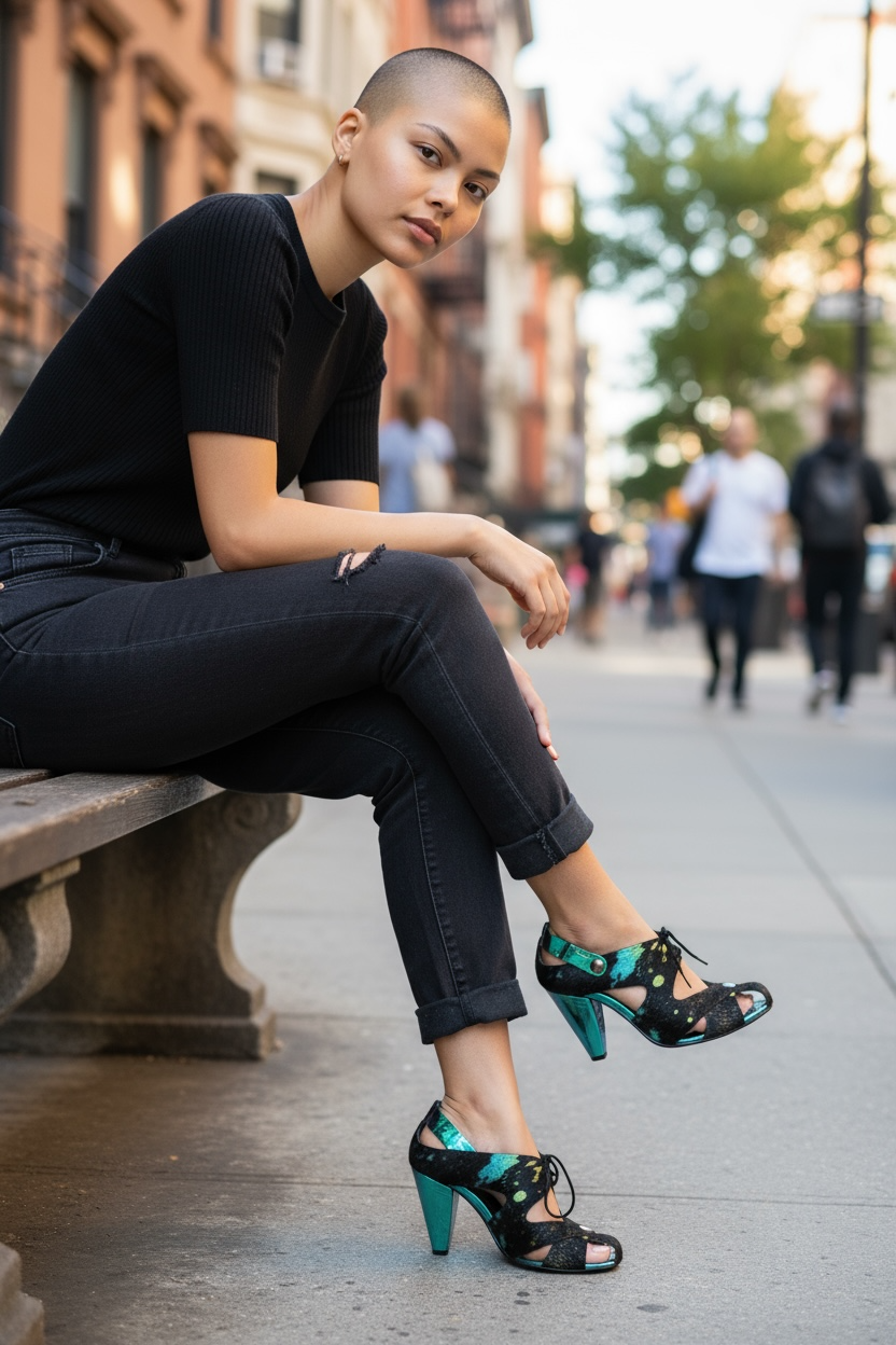 Coco - Black Rainbow Unicorn heel shoe