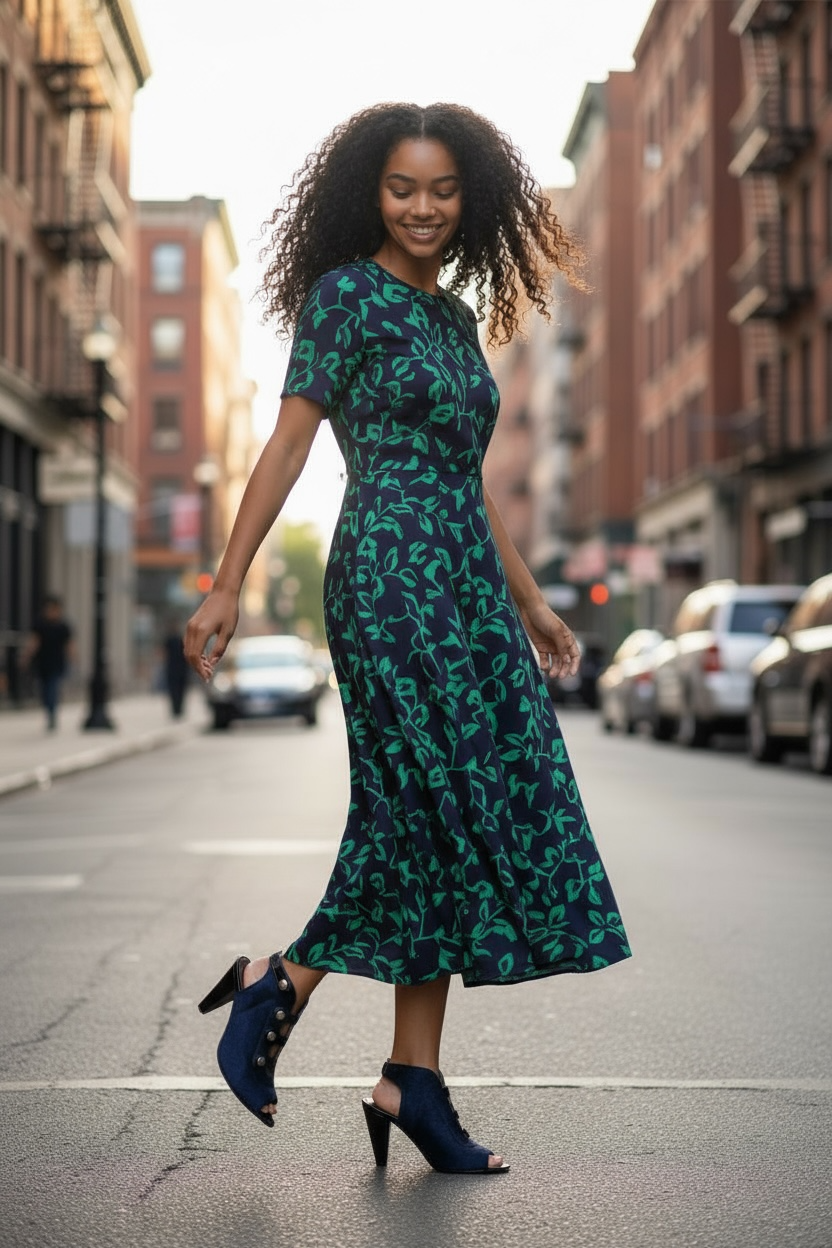 Honey - Navy Pony open toe sandal