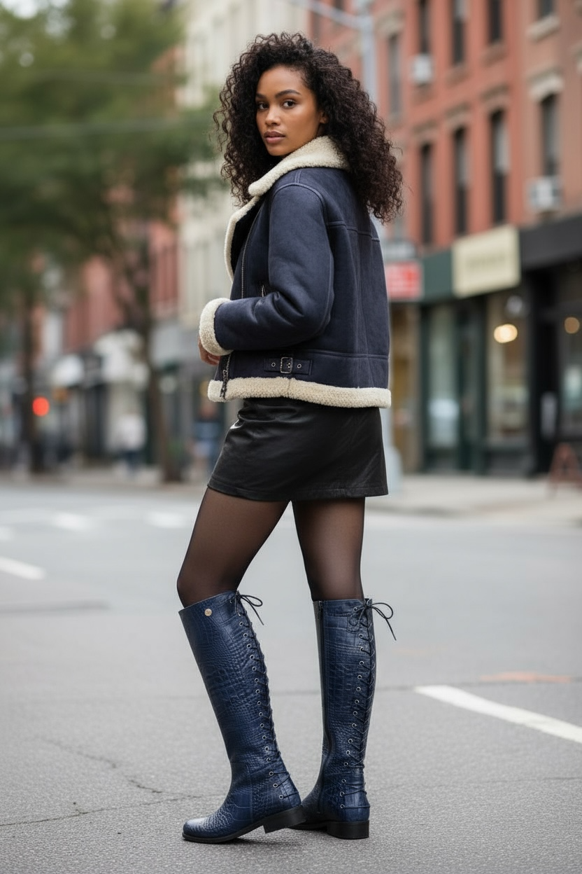 Empire - Navy long leg boot