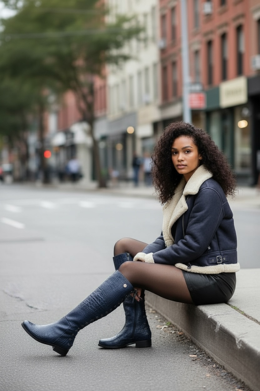 Empire - Navy long leg boot