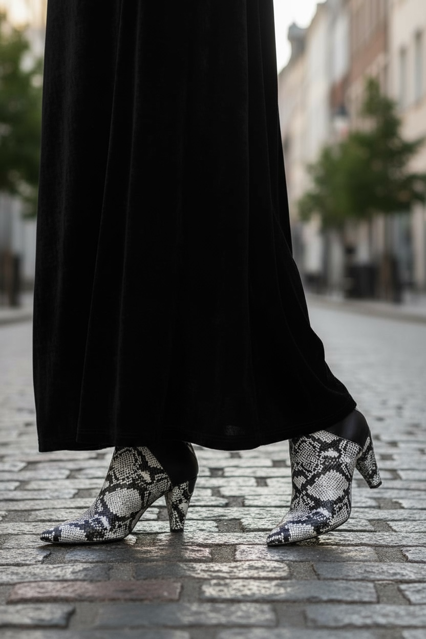 Spa- White snake ankle boots