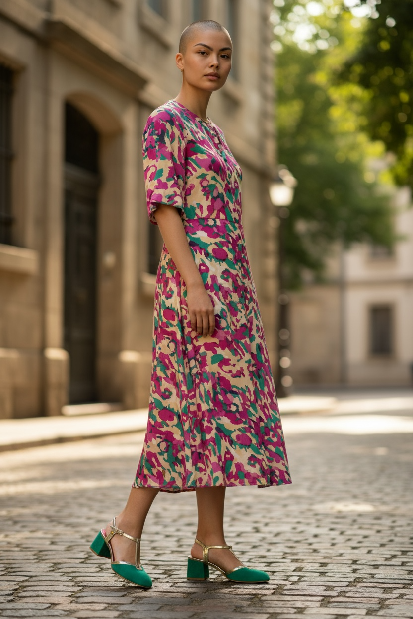 Simone- Green gold t strap