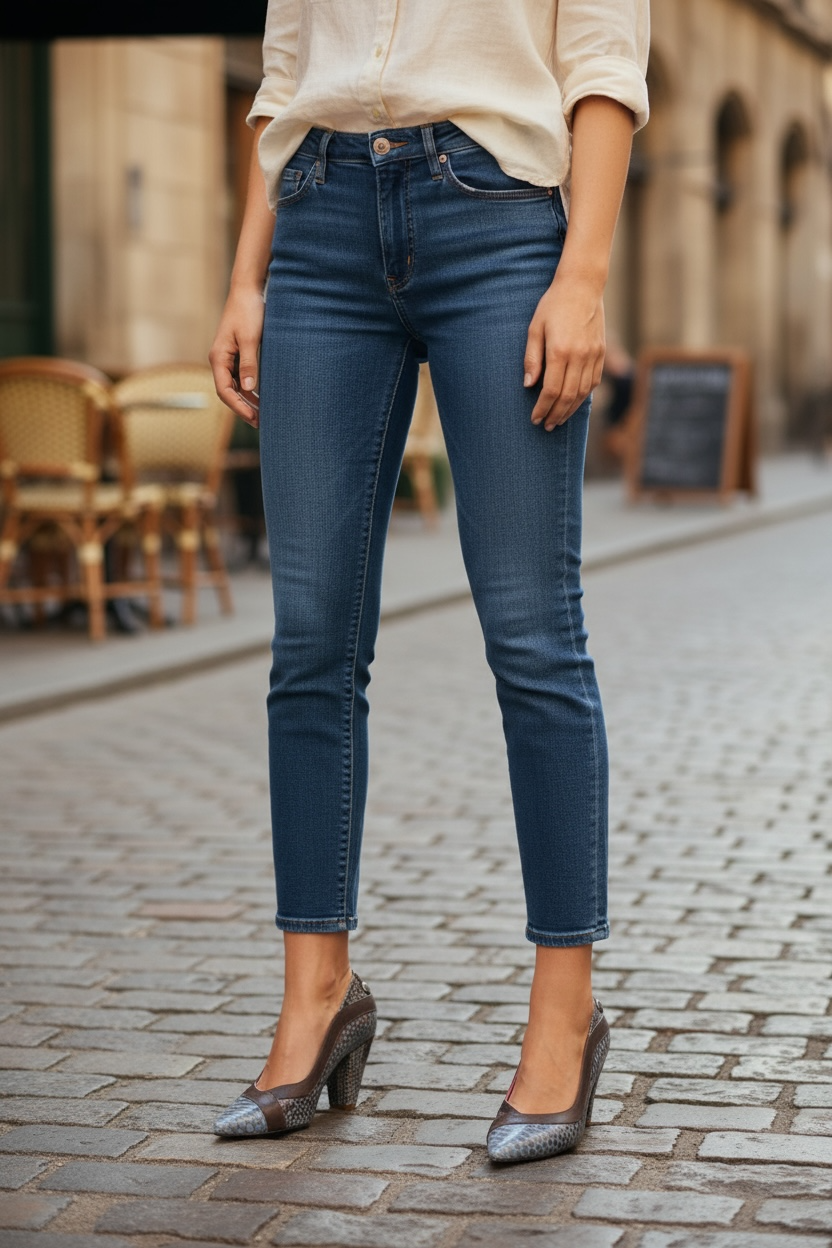 Salon - Navy Cobra medium heel shoe