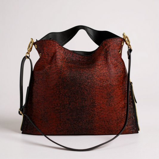 Riche - Red leather Stingray print Handbag