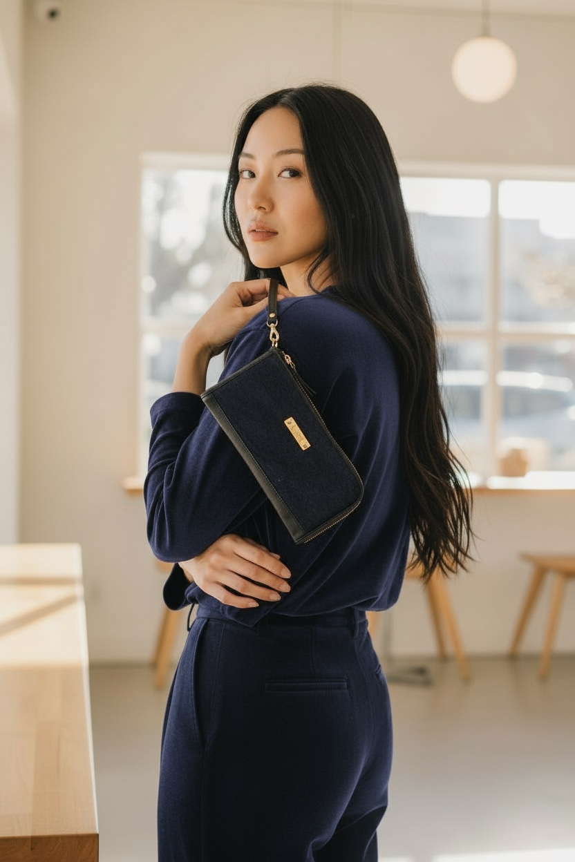 Savon - Navy wallet-clutch