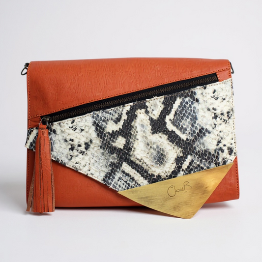 Sioux - Orange Python clutch bag