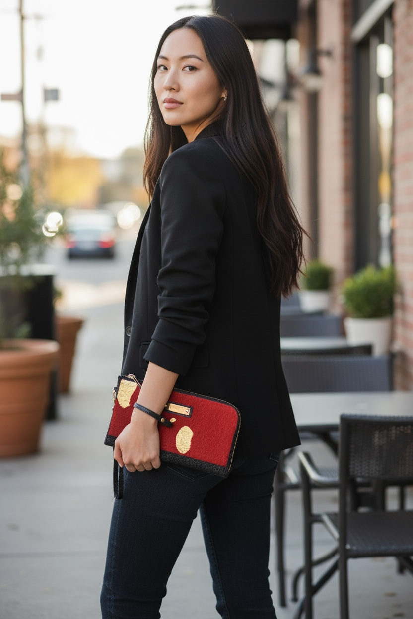 Savon - Red/Gold wallet clutch