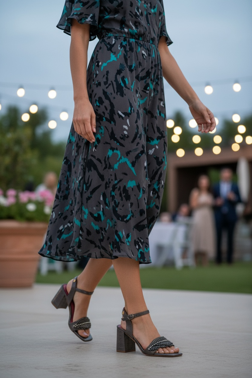 Mimi- Pewter block heel sandal