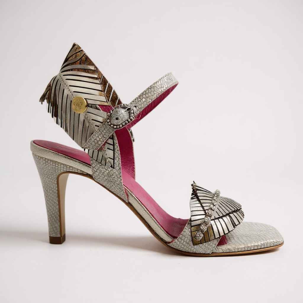 Fifi gold mirror heel ankle sandal