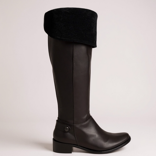 St Germaine - Black Leather knee high-long leg boot