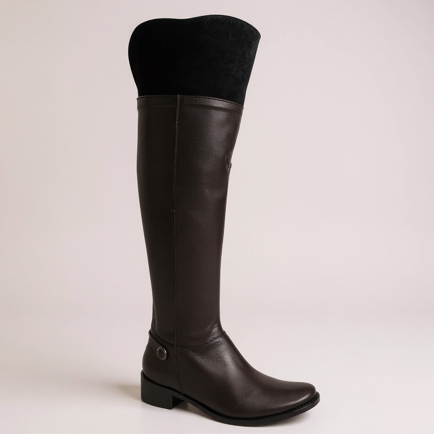 St Germaine - Black Leather knee high-long leg boot