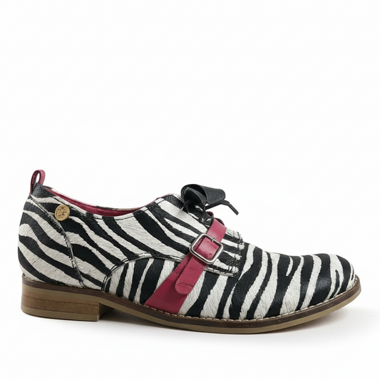 Excuse moi - Zebra cow hide lace up shoe