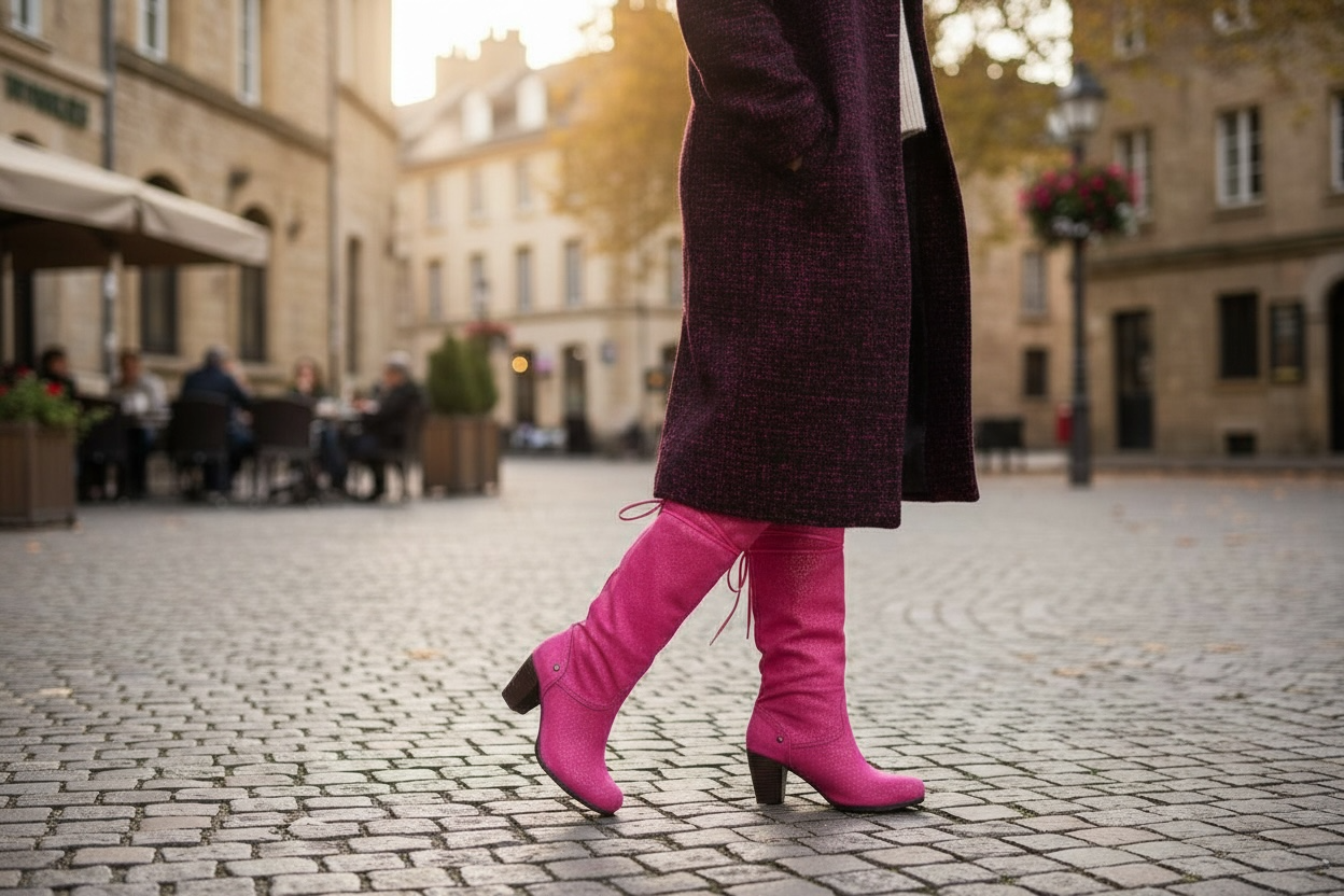 Pulpeux  Fuchsia suede long leg boot