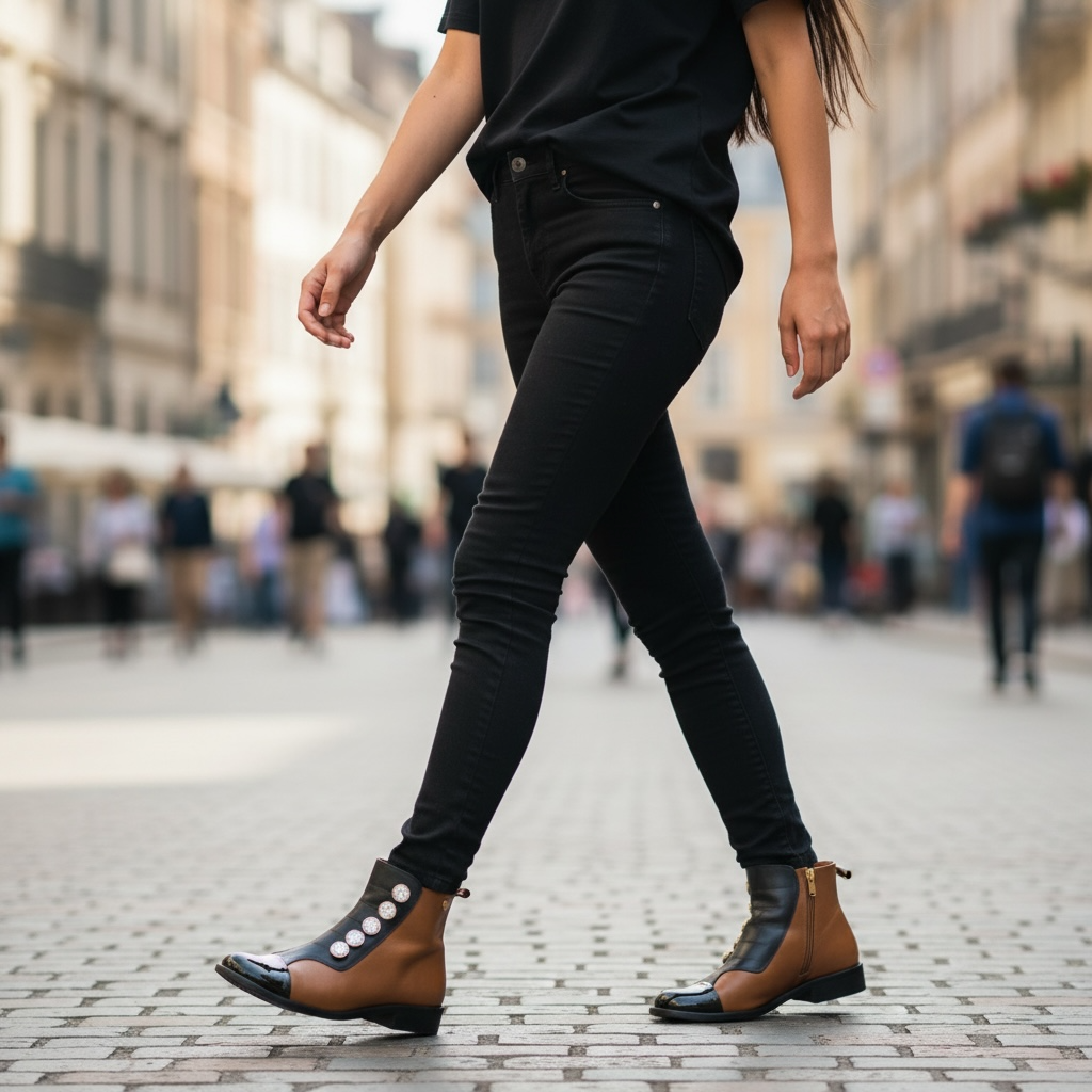Tudor - Black and Tan ankle Boot
