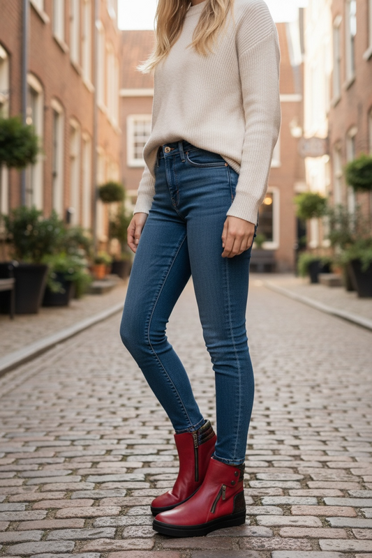 Chat -Red Multi ankle boot