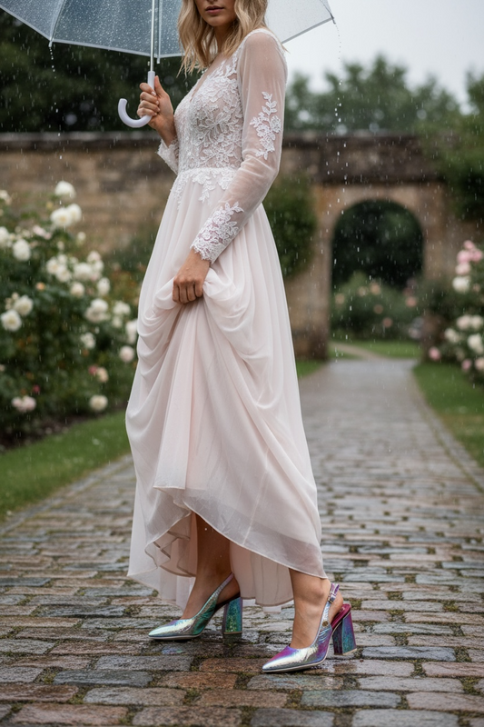 Pimento- pink nude foil sling back