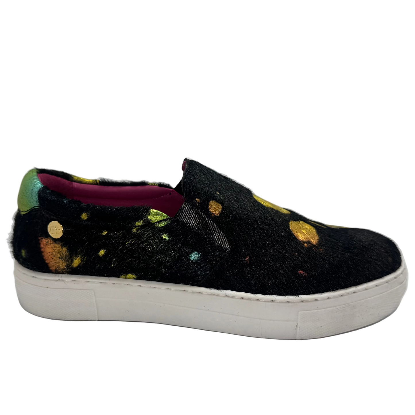 Scala - Black rainbow unicorn slip on