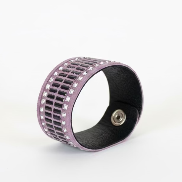 Handmade lilac suede and crystals bracelet