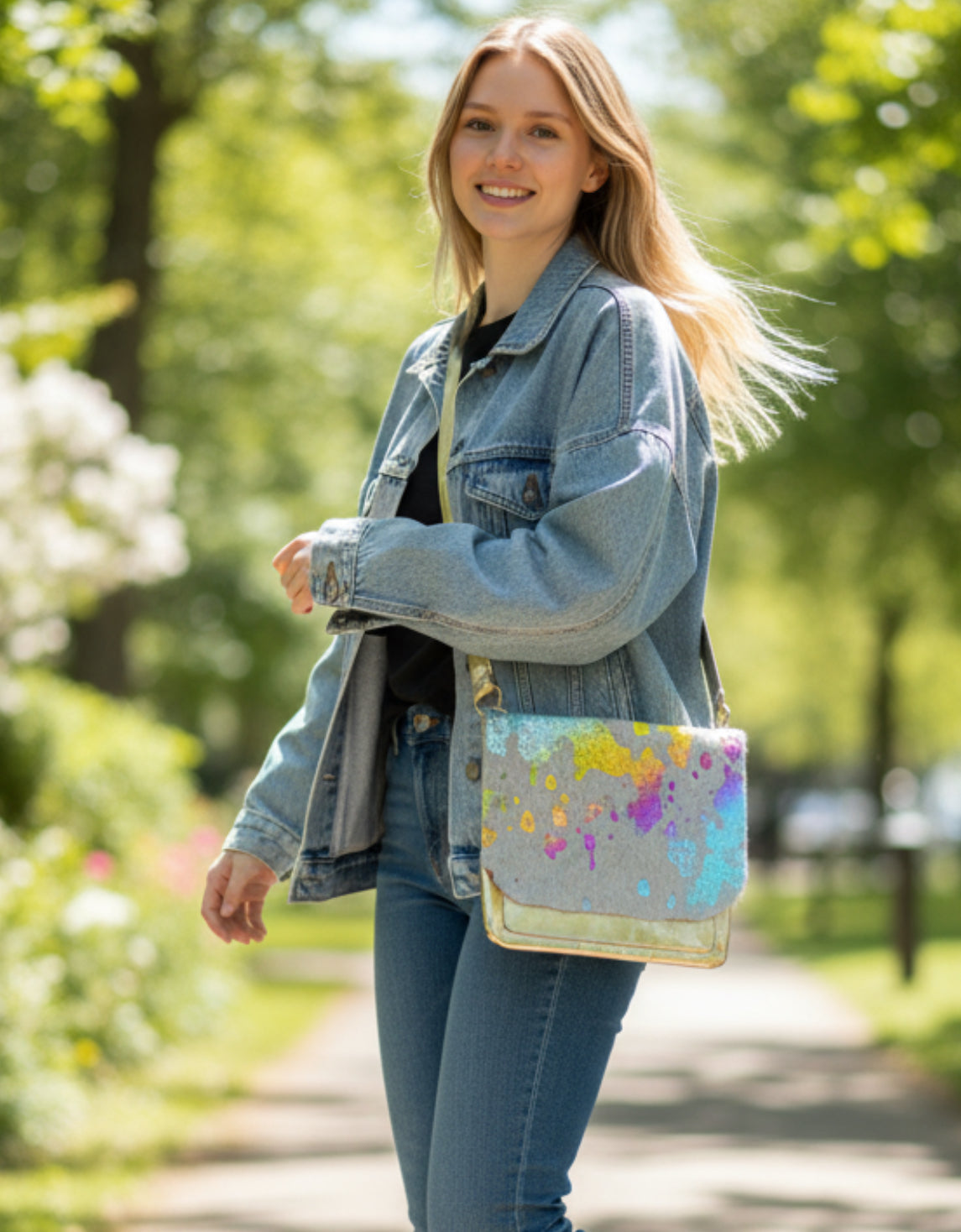 Vinette- white rainbow mid messenger bag - Chanii B