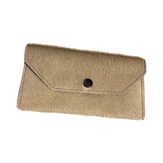 Folio- taupe cowhide and navy wallet