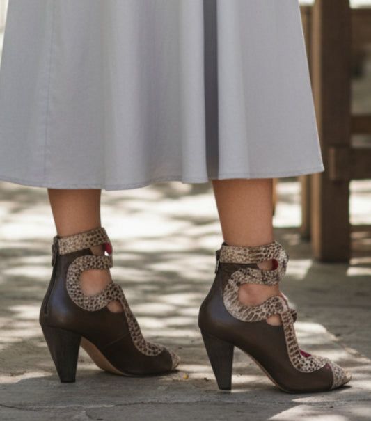 Serpent - Grey Snake high heel peep toe shoe-Last pair 36!