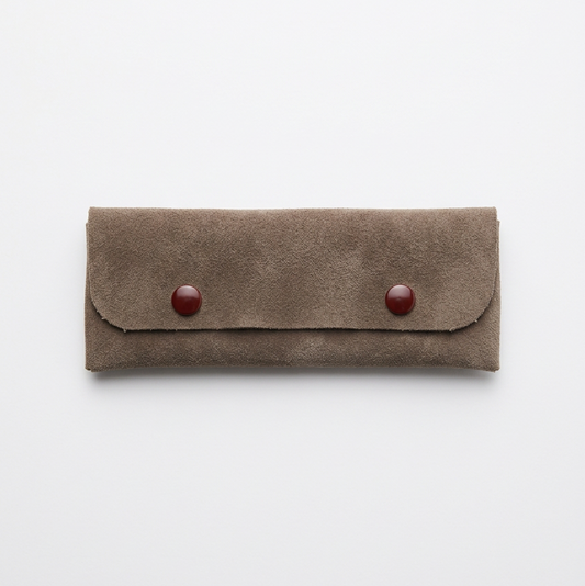 Case- Taupe suede cowhide eye glass case