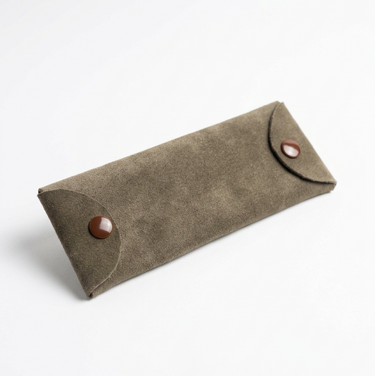 Case- Taupe suede cowhide eye glass case