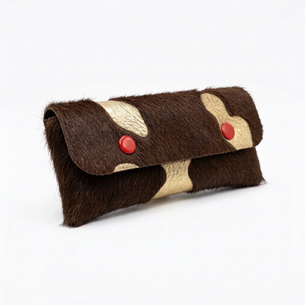 Case- Brown and gold cowhide eye glass case