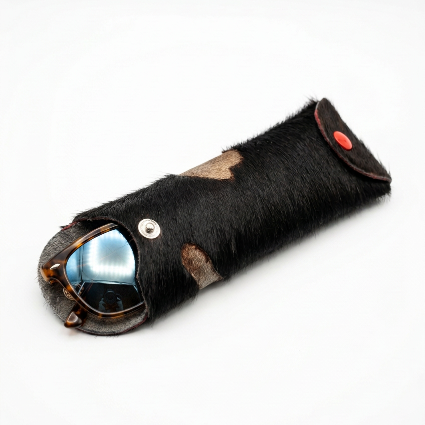 Case- Brown and gold cowhide eye glass case