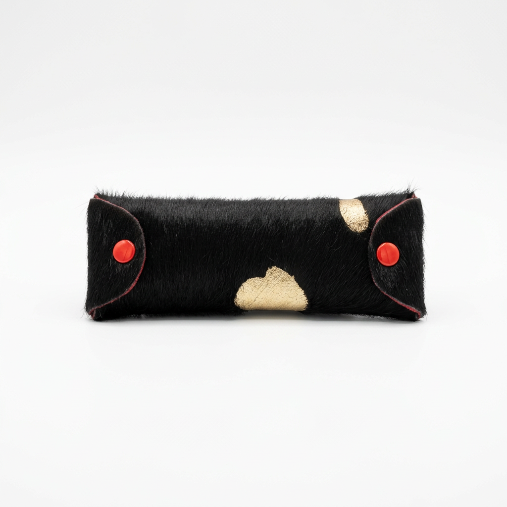 Case- Brown and gold cowhide eye glass case