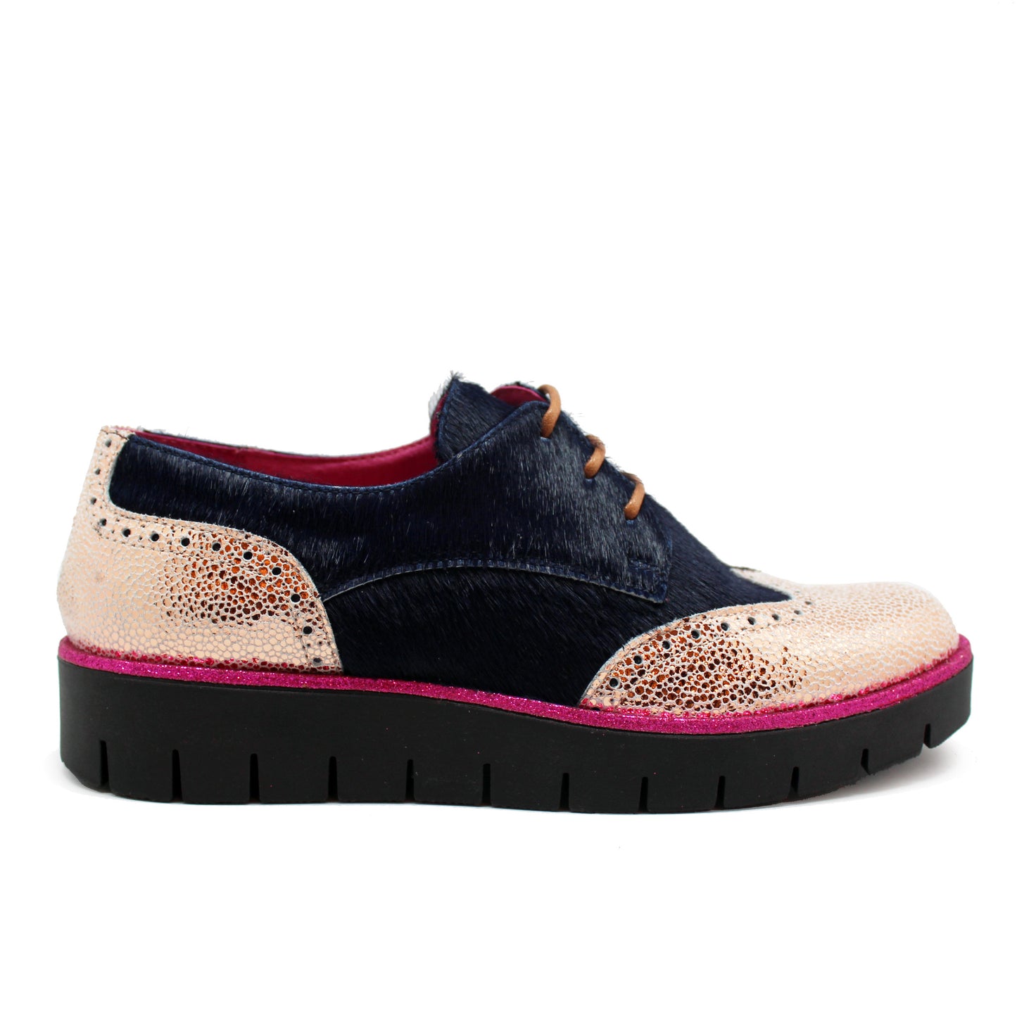 Bolt - Navy and gold lace up shoe- last pairs 36 and 38