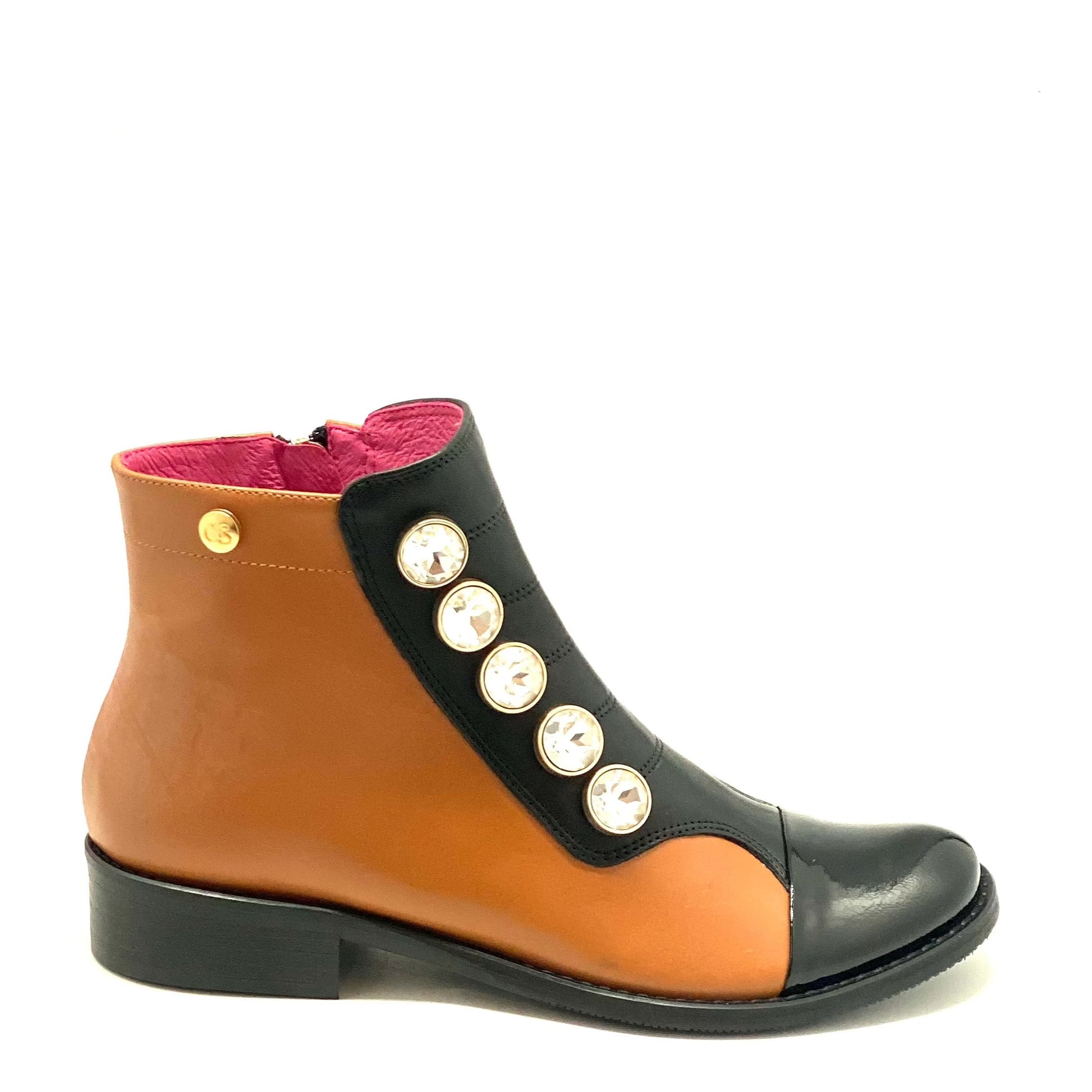 Tudor Black and natural Ankle Boot