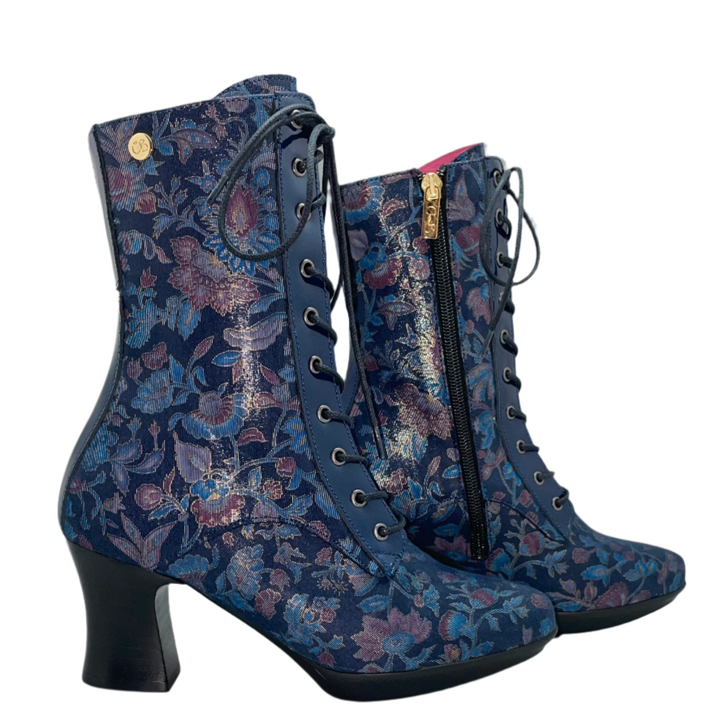 Fergie - Blue Floral victorian lace up