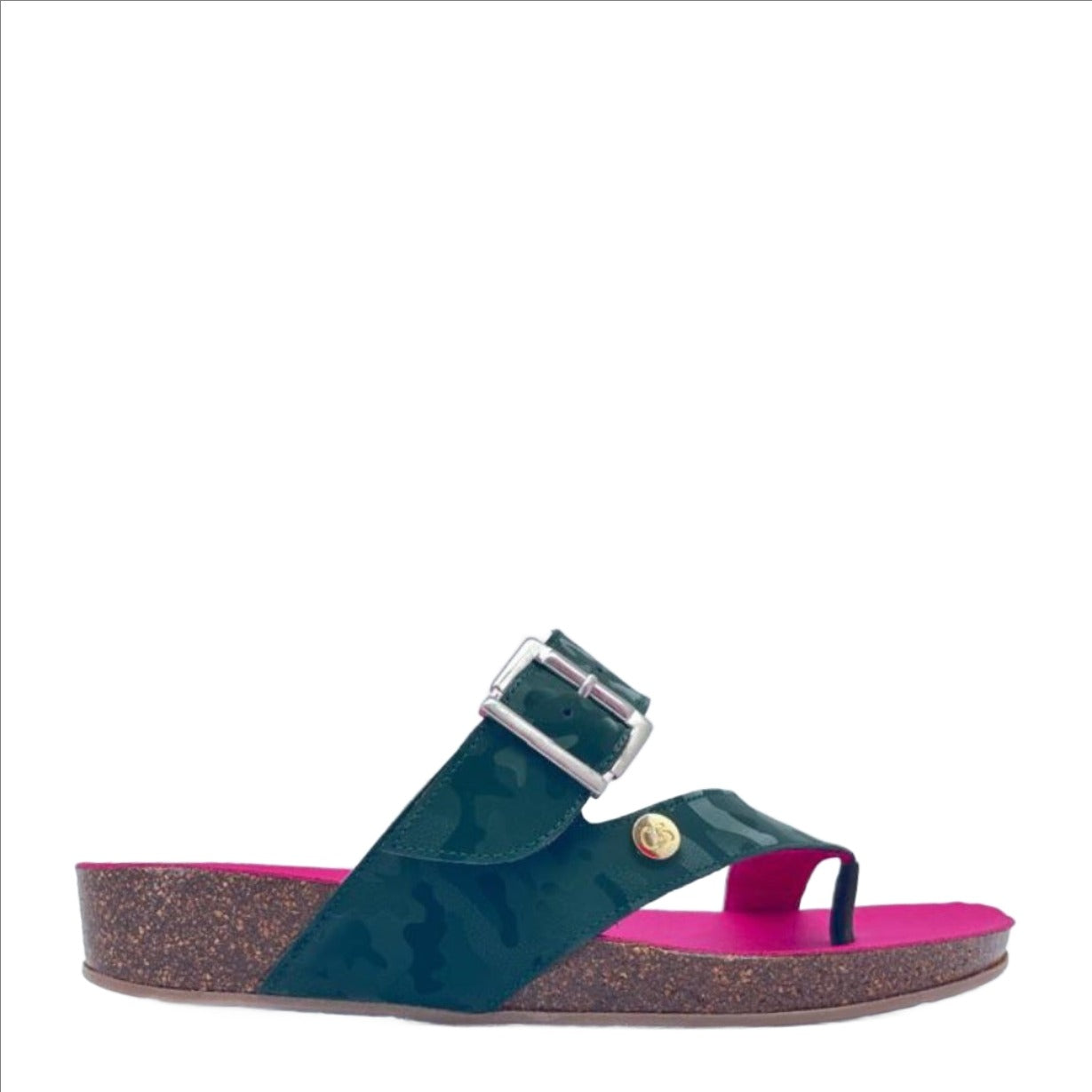 Je Suis - Green army flat cork sandal